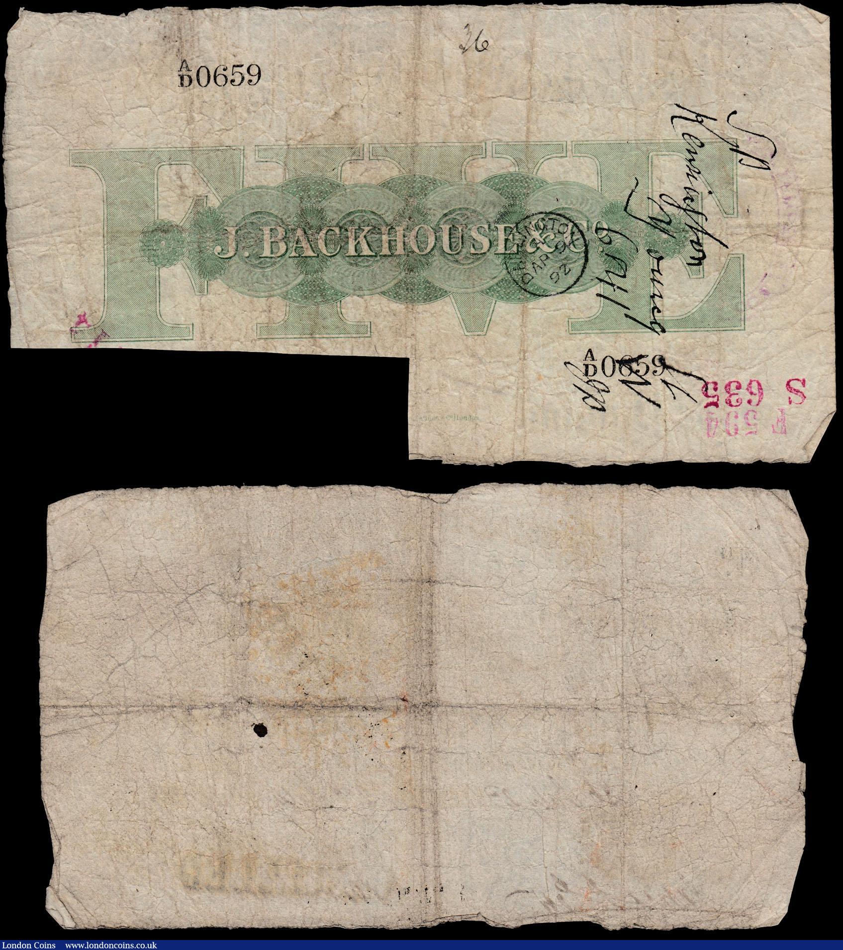 London Coins : A169 : Lot 108 : Provincial issue 5 Pounds (2) comprising a very early number and bearing the bank's creation ye...