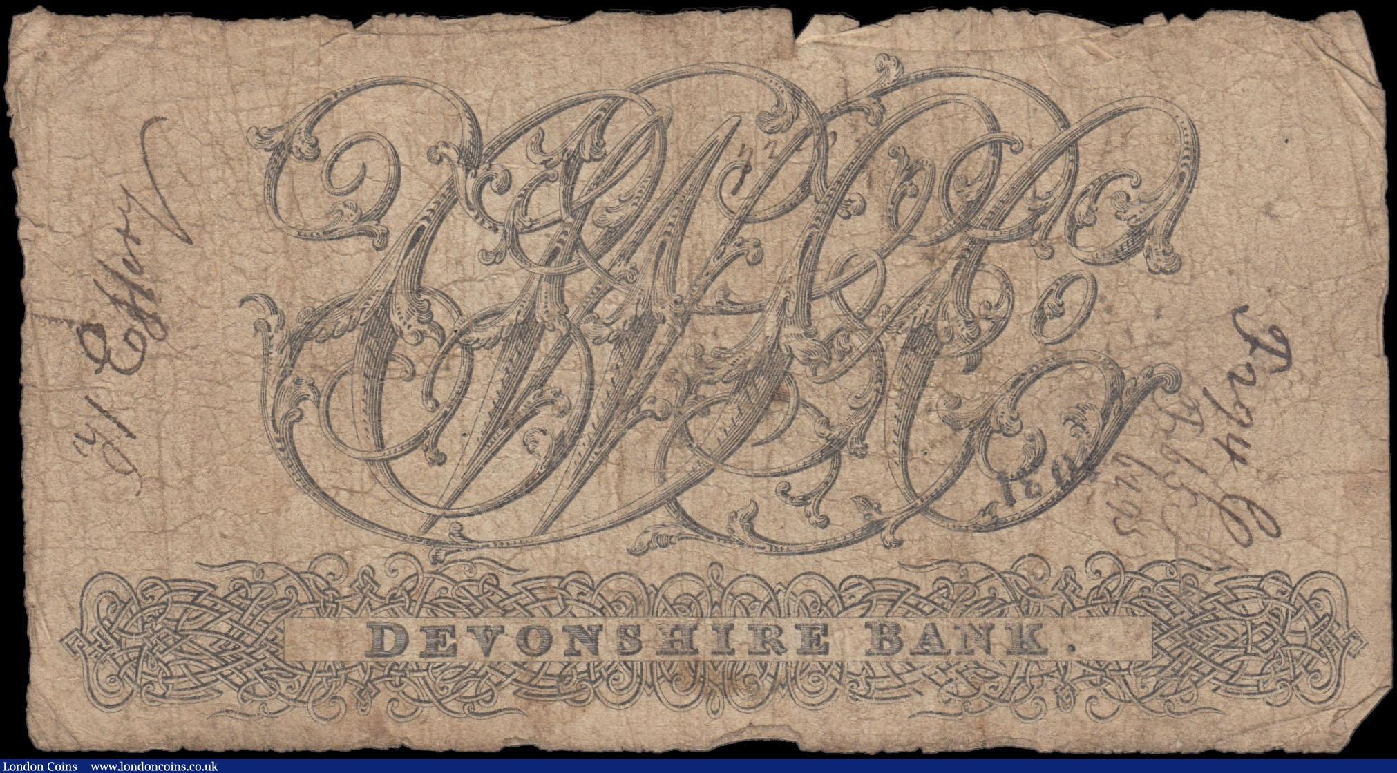London Coins : A169 : Lot 110 : Devonshire Bank, Okehampton 1 Pound dated 8th December 1817 No. C795 For Can, Williams, Searle &...