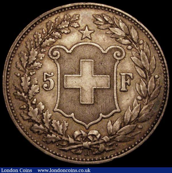 Switzerland 5 Francs 1907 KM#34 Good Fine with a toning line on the right of the obverse : World Coins : Auction 169 : Lot 1103
