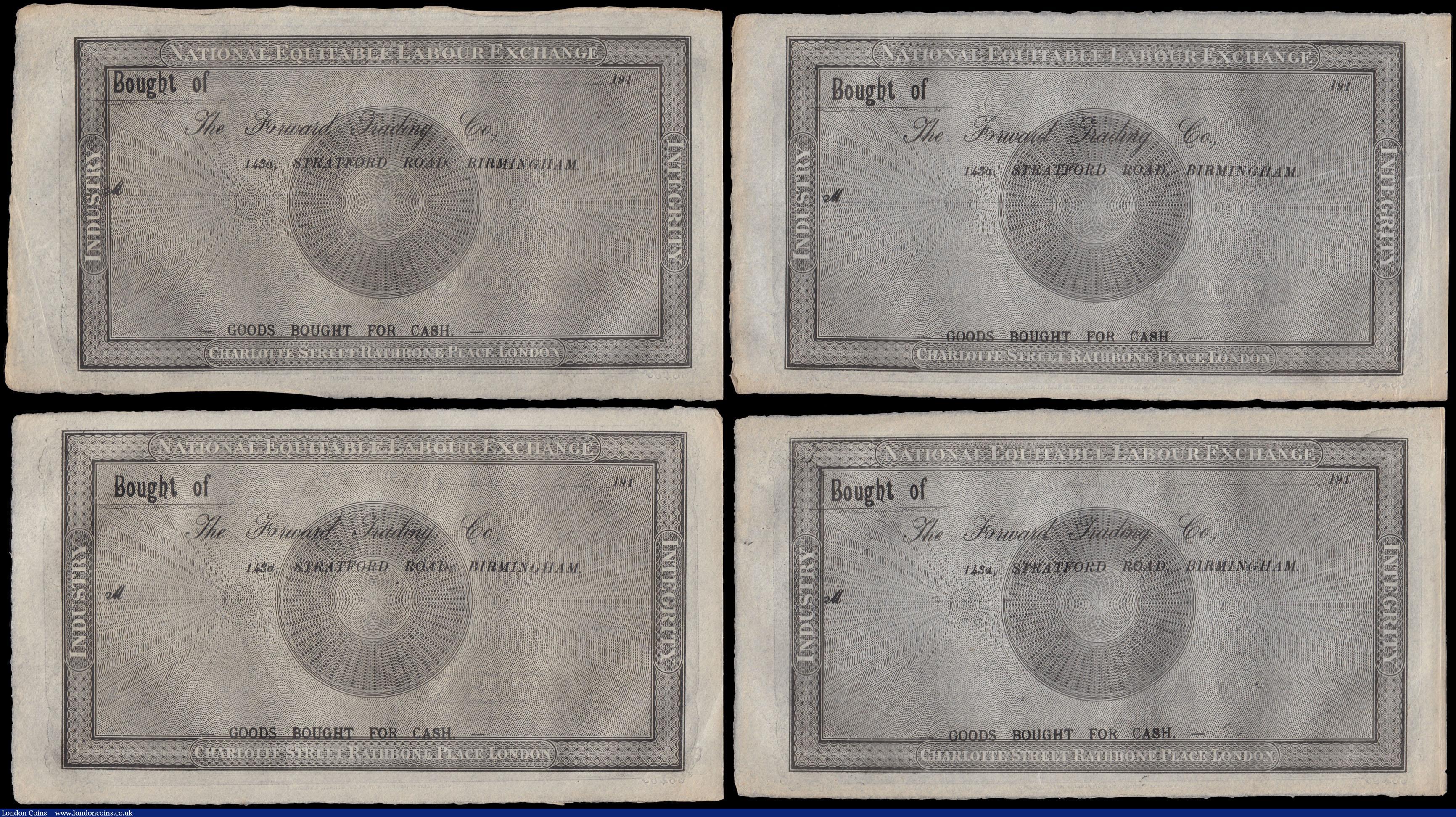 London Coins : A169 : Lot 113 : Birmingham Labour Exchange, Robert Owen 10 Hours notes dated 22nd July 1833 unissued remainders Outi...