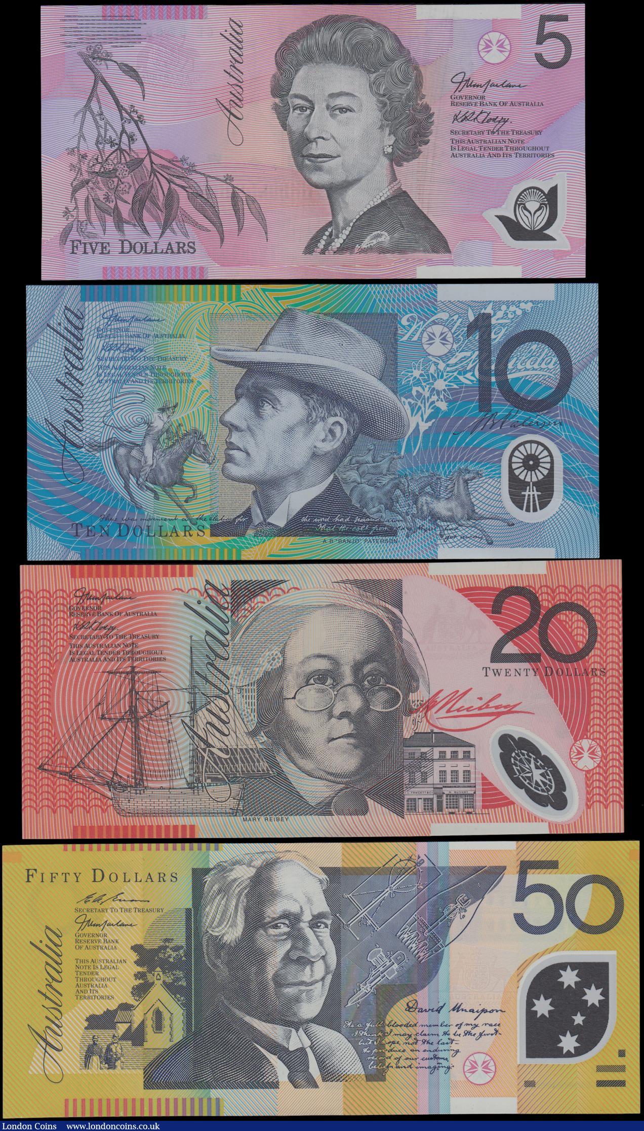 London Coins : A169 : Lot 117 : Australia (4) 50 Dollars issued 1999 series DG99161153 Pick54b, 20 Dollars issued 2002 series BH0228...