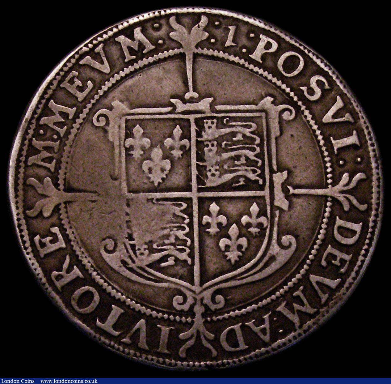 London Coins : A169 : Lot 1201 : Halfcrown Elizabeth I Seventh issue S.2583 North 2013, mintmark 1, some small weak areas, approachin...