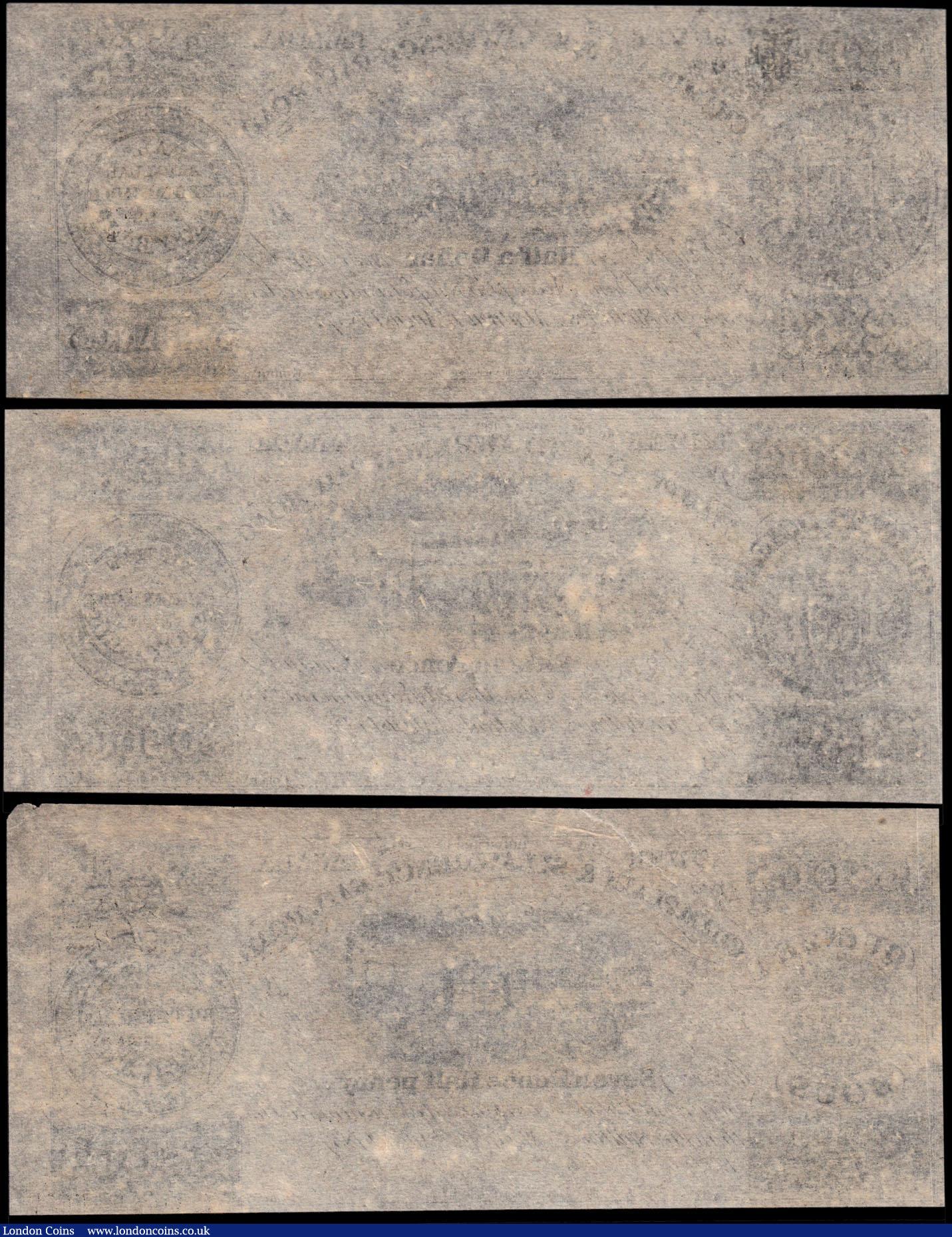 London Coins : A169 : Lot 127 : Canada (Lower) Champlain & St. Lawrence Railroad denomination set of 3 unissued remainders all d...