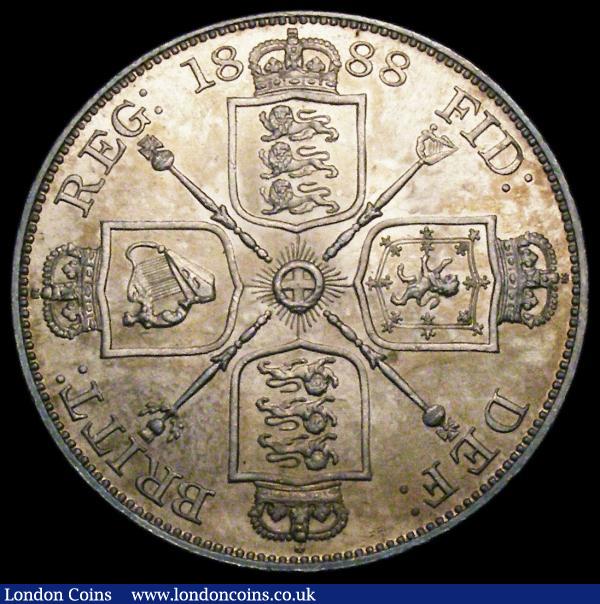 Double Florin 1888 Second I in VICTORIA an inverted 1 ESC 397A, Bull 2700 UNC with original lustre and scattered golden tone, the obverse with light contact marks, Rare in this high grade, Ex-Seaby 1981 : English Coins : Auction 169 : Lot 1346