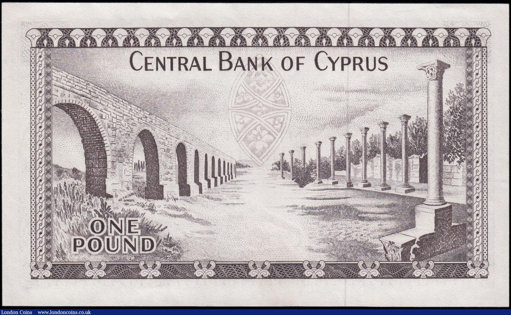 London Coins : A169 : Lot 136 : Cyprus Central Bank 1 Pound Pick 43a dated 1st June 1972 serial number F/51 131326, about UNC - UNC ...