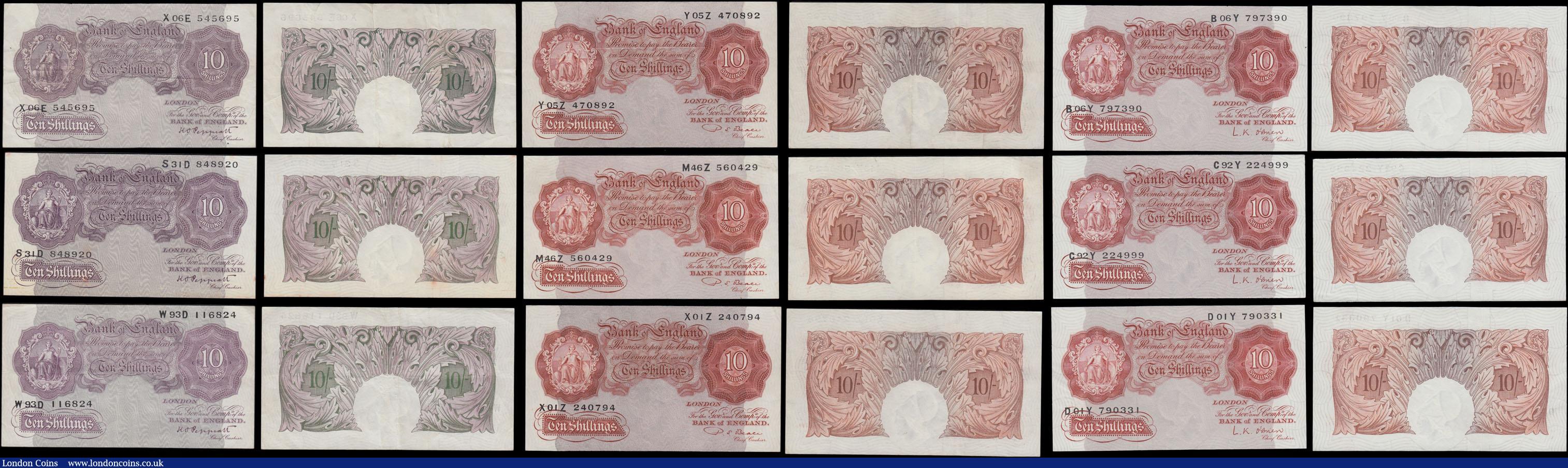 London Coins : A169 : Lot 14 : Bank of England  (37) 10 Shillings and 1 Pounds an attractive collection in an album of Britannia me...