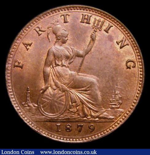 London Coins : A169 : Lot 1411 : Farthing 1879 Ordinary 9 in date Freeman 538, dies 5+C a sharply struck example with traces of origi...