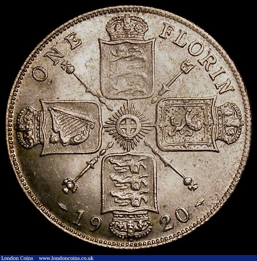 London Coins : A169 : Lot 1481 : Florin 1920 ESC 939, Bull 3765, Davies 1744 dies 2E, The obverse with the early George V head in hig...
