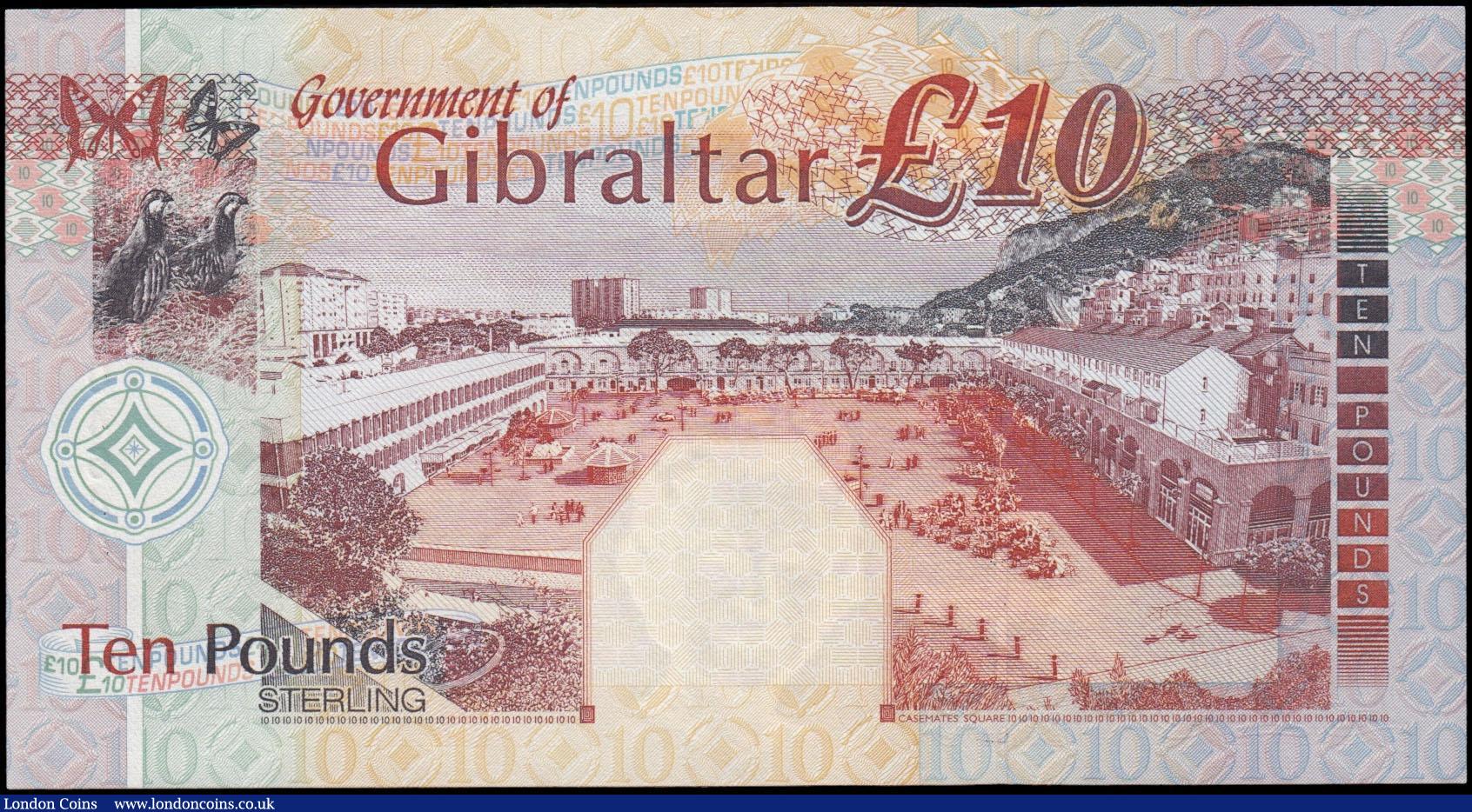 London Coins : A169 : Lot 181 : Gibraltar 10 Pounds Pick 30 dated 10th September 2002 serial number B 004640, choice and crisp UNC a...