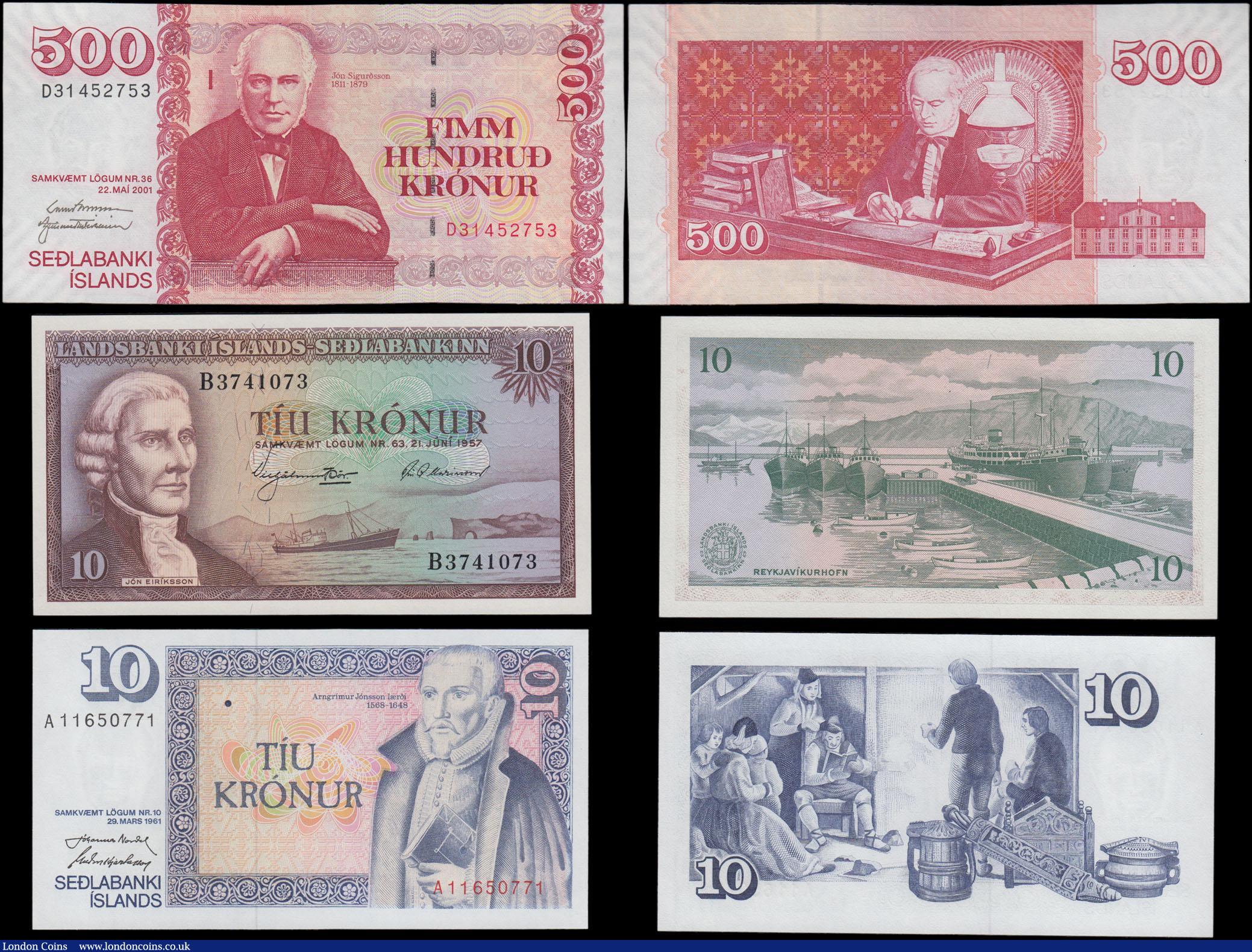 London Coins : A169 : Lot 196 : Iceland (6) mostly about UNC - UNC and all different issues comprising 10 Kronurs (2) Pick 38a Law o...