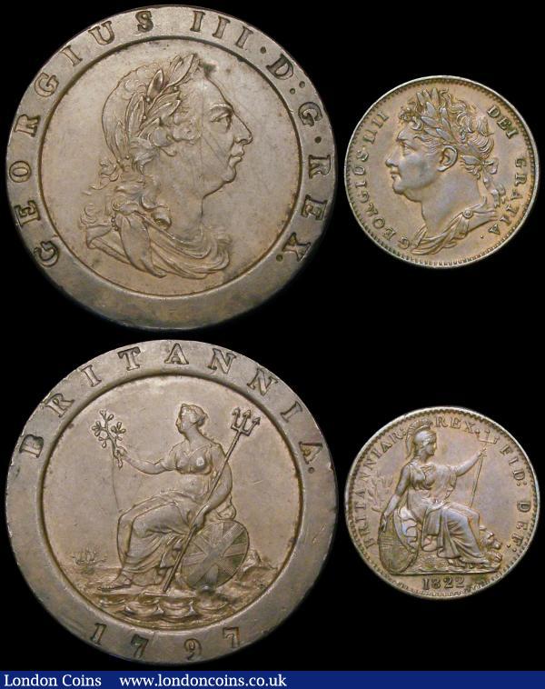 Crowns (3) 1890 Fine, 1896LX Fine, 1935 GVF/NEF, Twopence 1797 NVF the reverse with some scratches, Farthing 1822 VF : English Bulk Lots : Auction 169 : Lot 2019