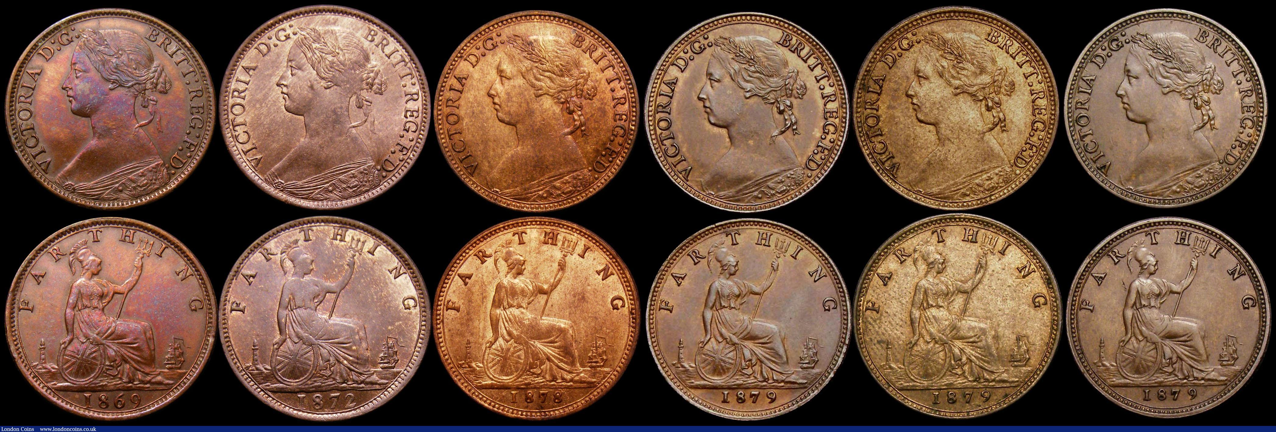 London Coins : A169 : Lot 2038 : Farthings in LCGS holders (11) 1843 Reverse B, 9 1/4 teeth date spacing CGS variety 06, UNC with lus...