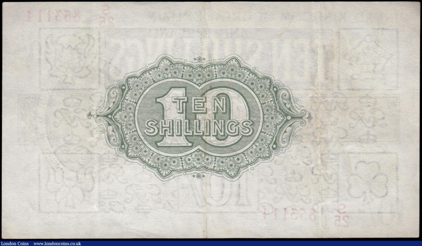 London Coins : A169 : Lot 30 : Ten Shillings Fisher T30 Second Issue Red Serial No. omitted issue 1922 LAST series n...