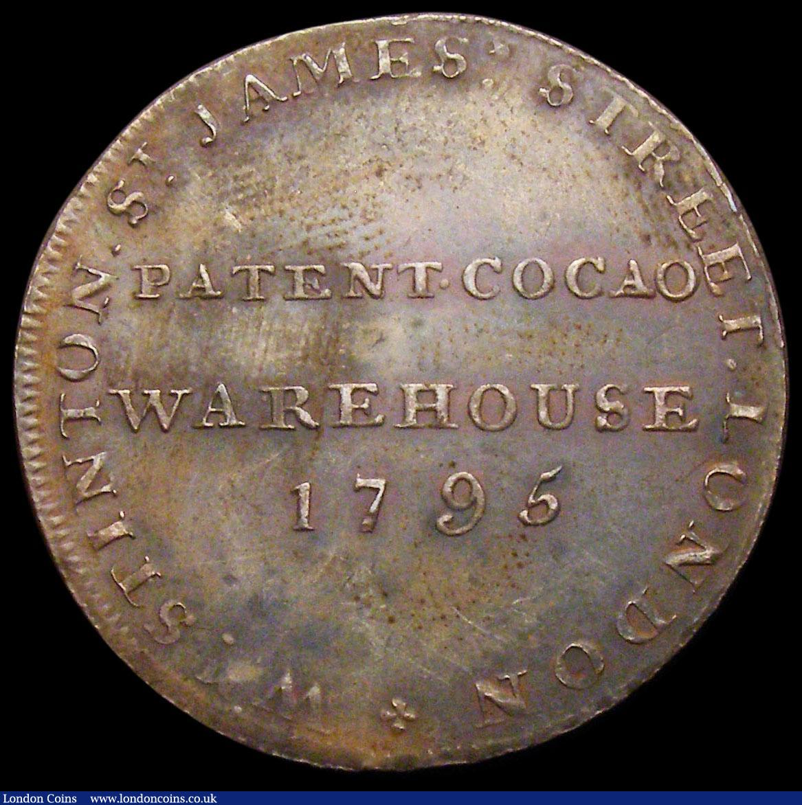 London Coins : A169 : Lot 314 : Halfpenny Middlesex 1795 Stinton's - Obverse: Grasshopper/Reverse: W.Stinton . St. James's...