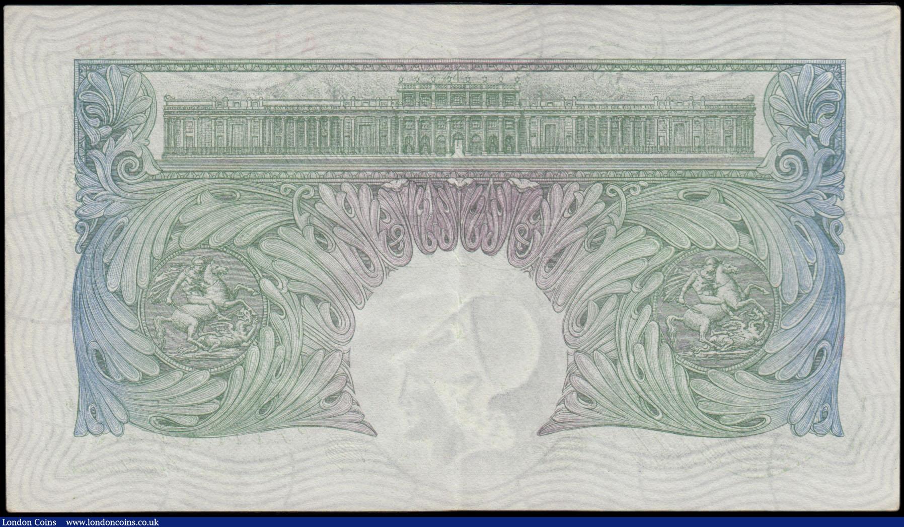 London Coins : A169 : Lot 33 : One Pound Green Mahon B212 issued 1928 FIRST series serial number A36 452495 cri...