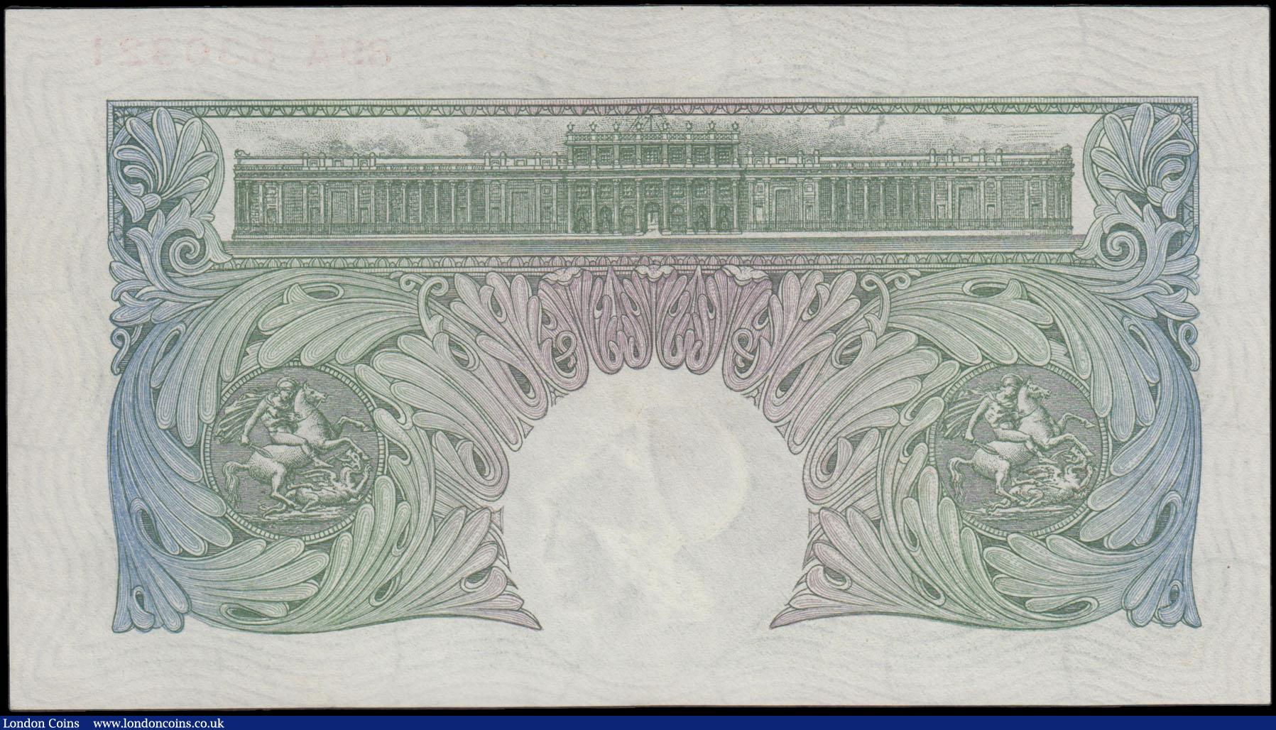 London Coins : A169 : Lot 37 : One Pound Catterns B226 Green Britannia medallion issue 1930 serial number 89A 530321, pressed EF