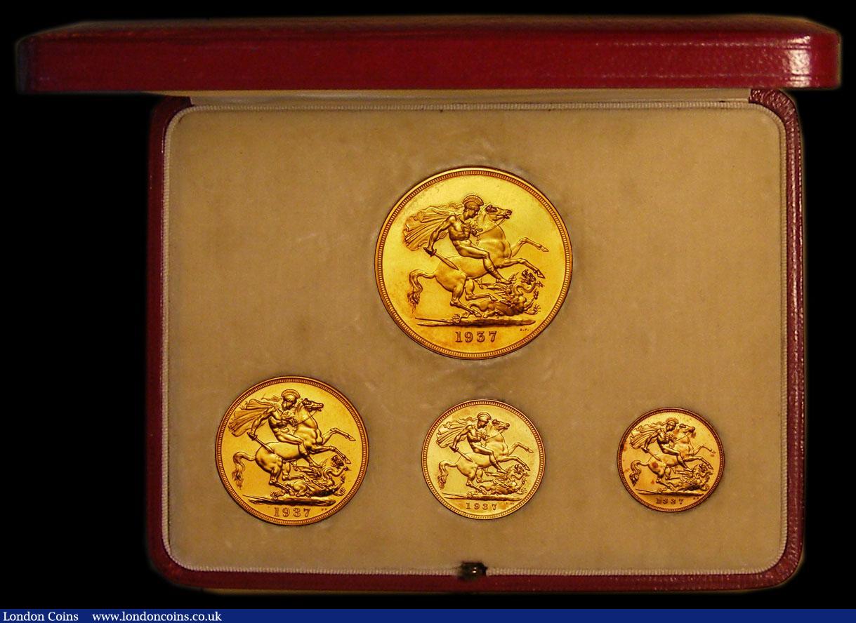 London Coins : A169 : Lot 568 : Proof set 1937 (4 coins) Gold Five Pounds, Two Pounds, Sovereign and Half Sovereign UNC to nFDC the ...