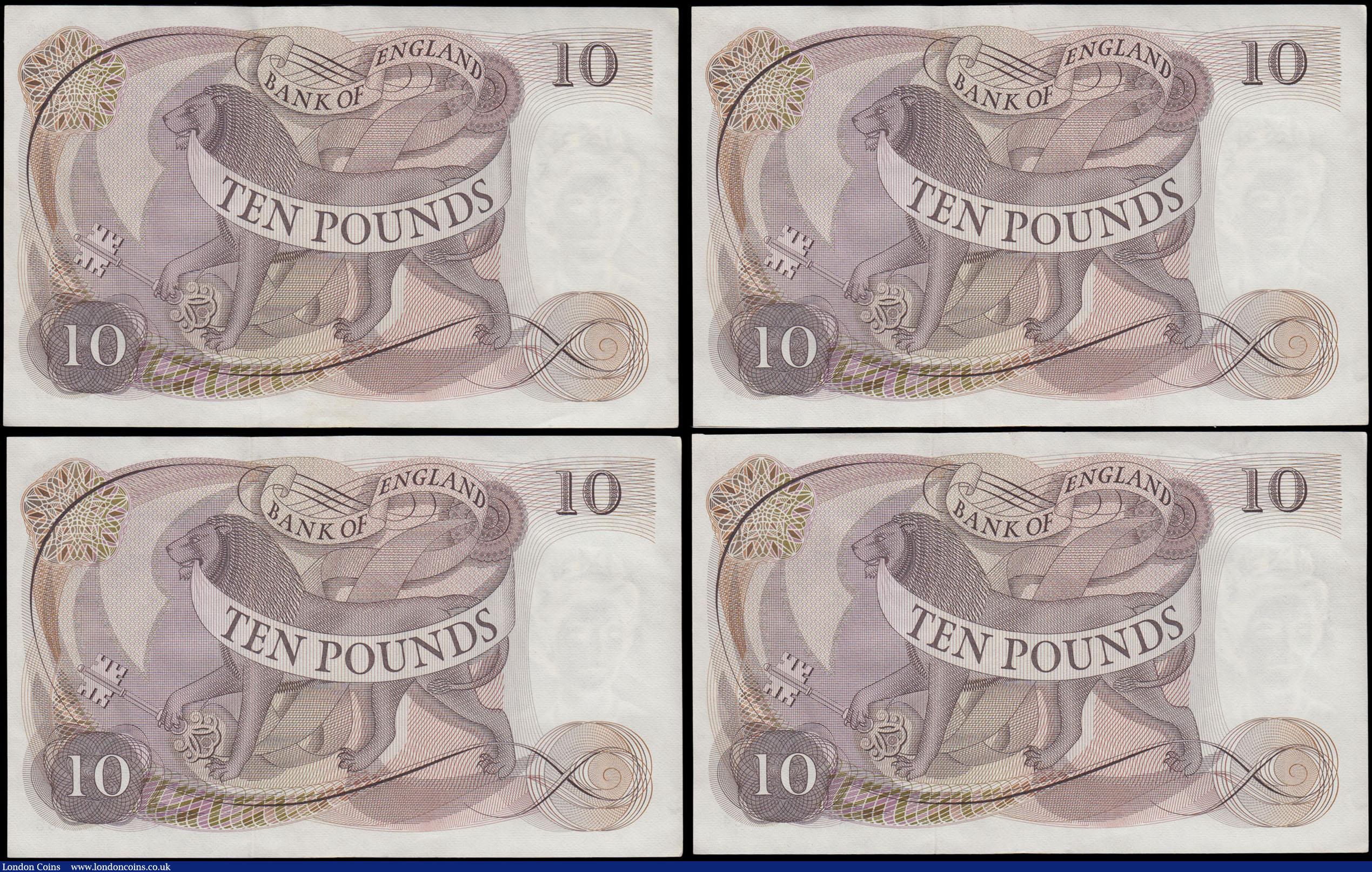 London Coins : A169 : Lot 60 : Ten Pounds Fforde Lion & Key B316 Brown issued 1967 (4) a consecutively numbered single prefix t...