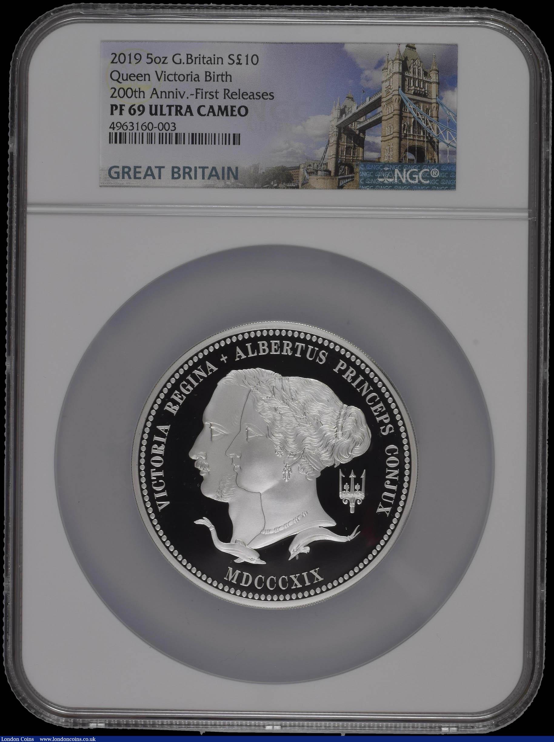 London Coins : A169 : Lot 656 : Ten Pounds 2019 5oz. Silver Proof 200th Anniversary of the Birth of Queen Victoria, the reverse with...