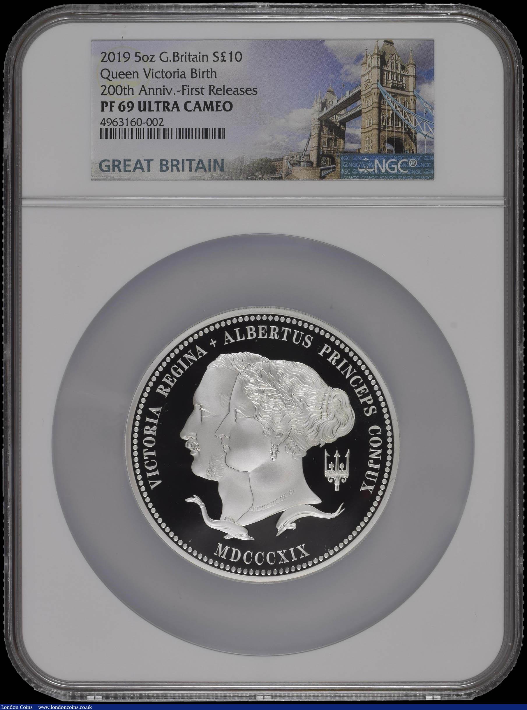 London Coins : A169 : Lot 657 : Ten Pounds 2019 5oz. Silver Proof 200th Anniversary of the Birth of Queen Victoria, the reverse with...