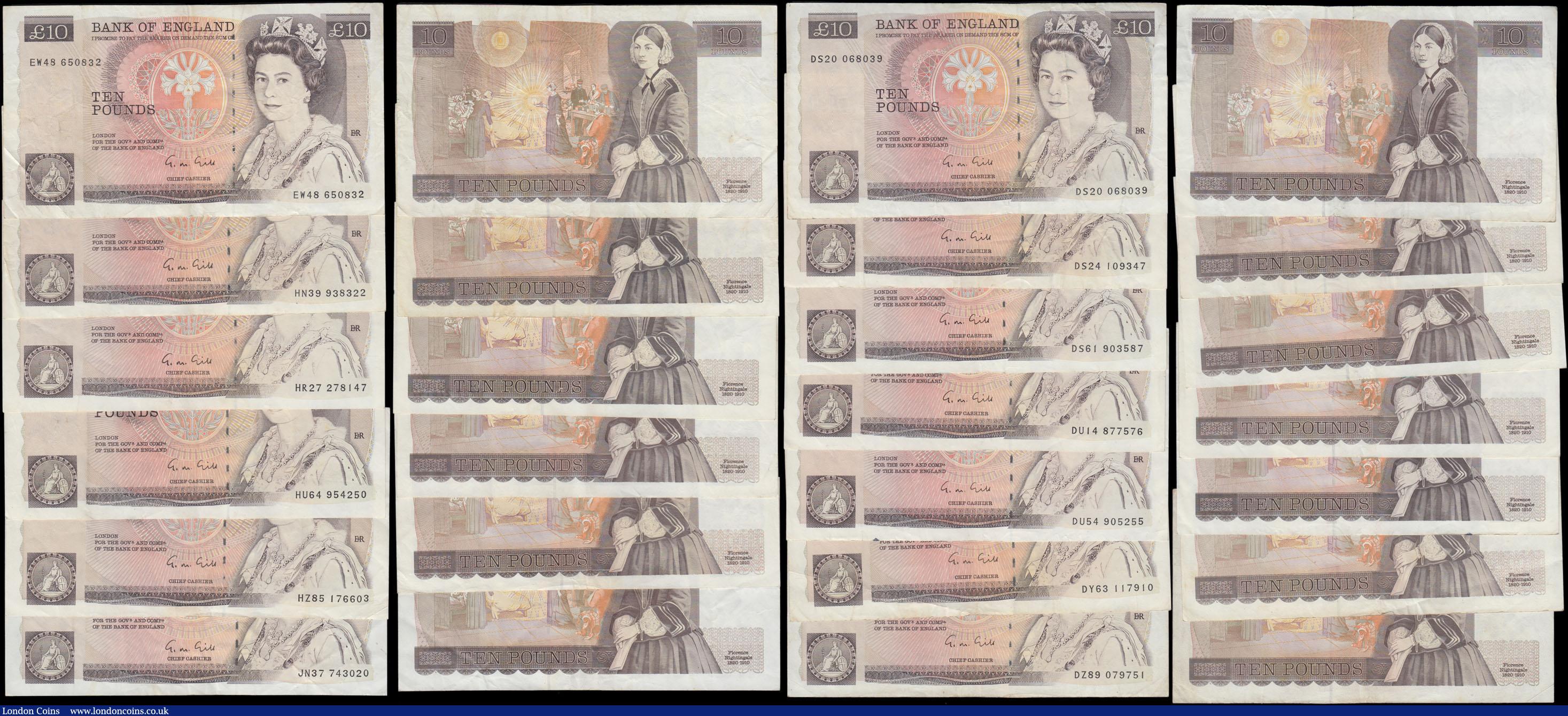 London Coins : A169 : Lot 75 : Ten Pounds Gill QE2 pictorial & Florence Nightingale B354 L (Lithography) Reverse issues 1988 (1...