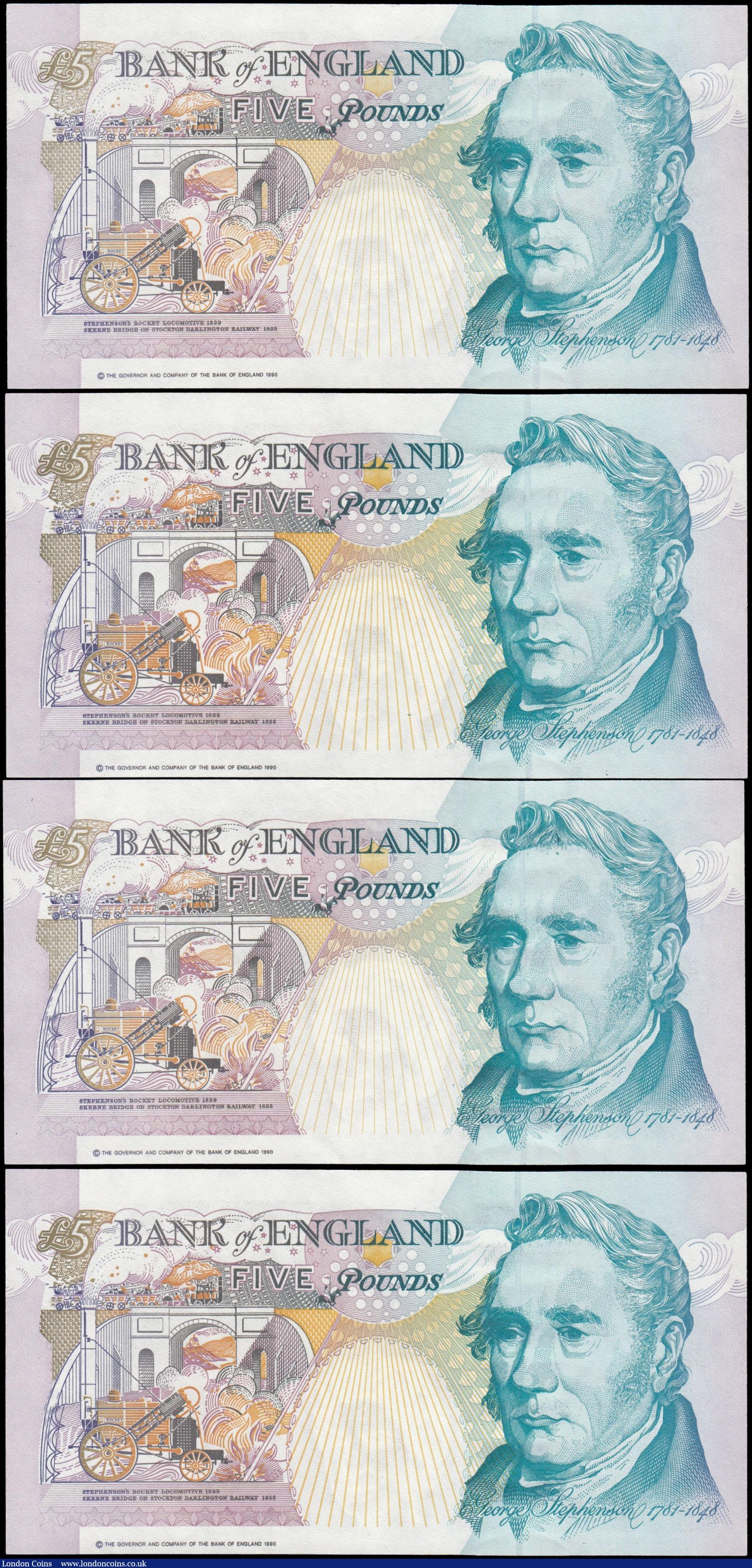 London Coins : A169 : Lot 77 : Five Pounds Lowther QE2 pictorial & George Stephenson B363 Turquoise Crown at upper right issue ...
