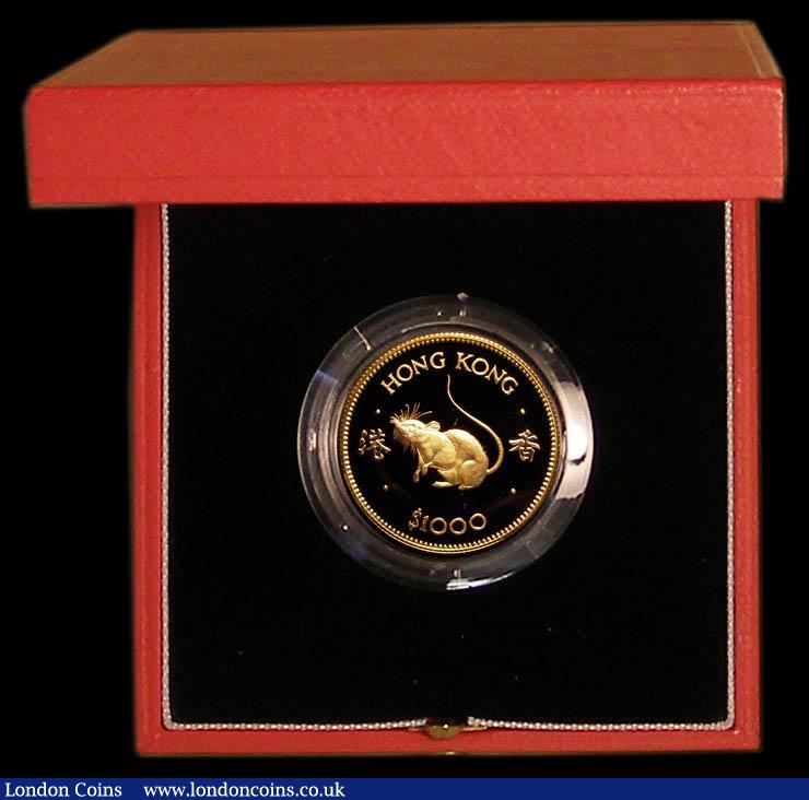 London Coins : A169 : Lot 779 : Hong Kong $1000 1984 Year of the Rat KM#52 Gold Proof FDC in the red case of issue with certificate
