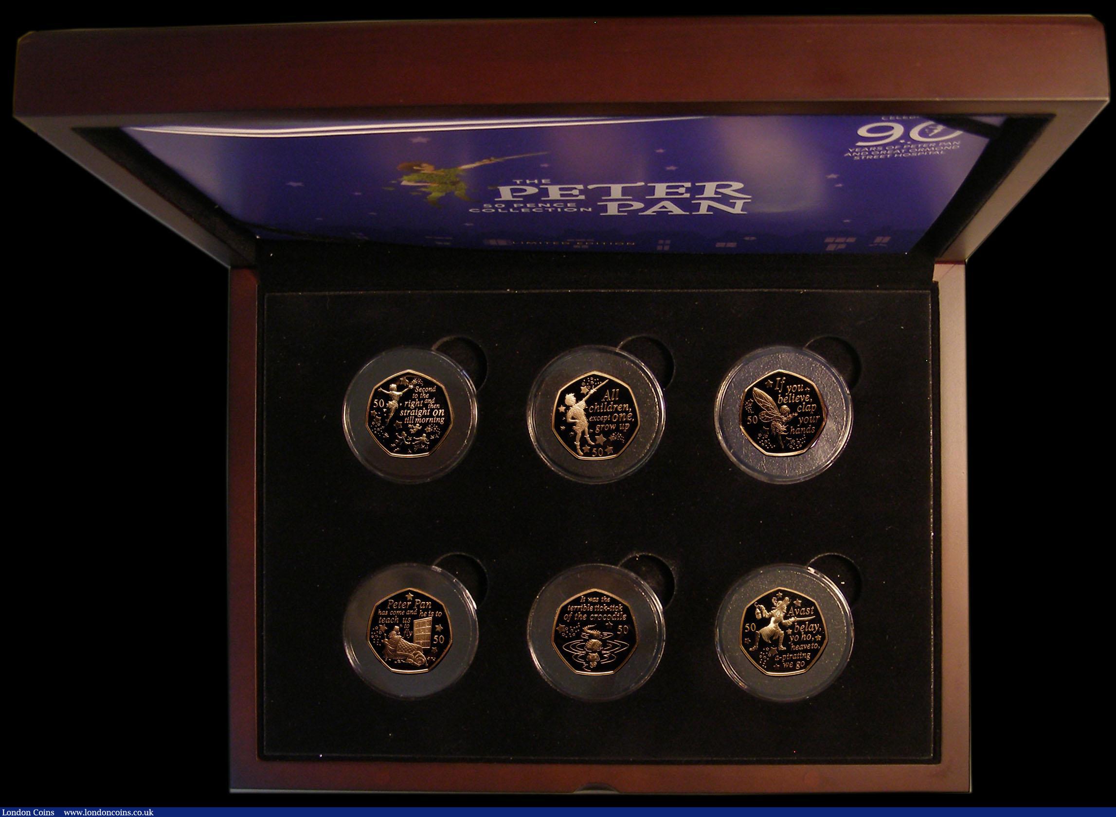 London Coins : A169 : Lot 788 : Isle of Man The Peter Pan 50 Pence Collection 2019 six coin set in Gold Celebrating 90 Year of Peter...