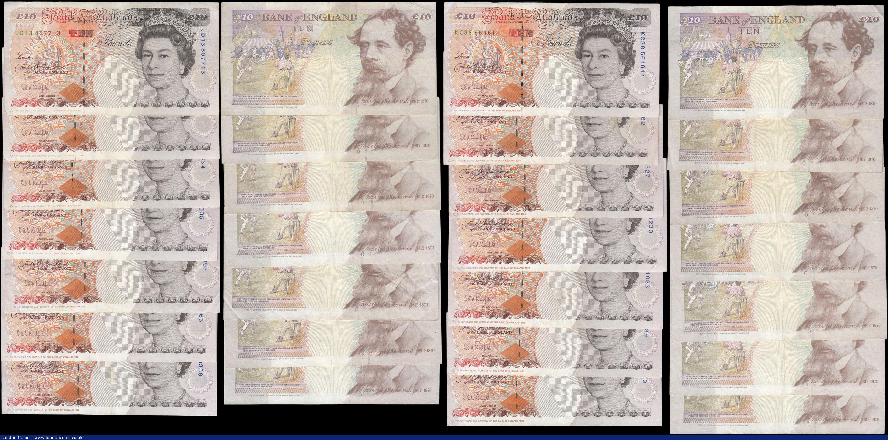 London Coins : A169 : Lot 80 : Ten Pounds Kentfield QE2 pictorial & Charles Dickens B369 Orange-brown Denomination at upper rig...