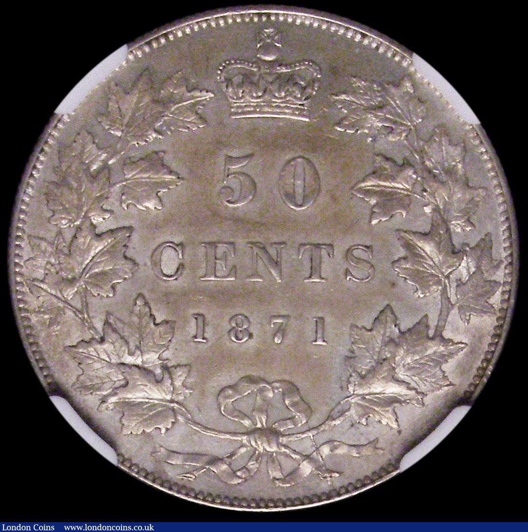 London Coins : A169 : Lot 862 : Canada 50 Cents 1871 KM#6 in an NGC holder and graded AU Details - Stained, all Victorian 50 Cents a...