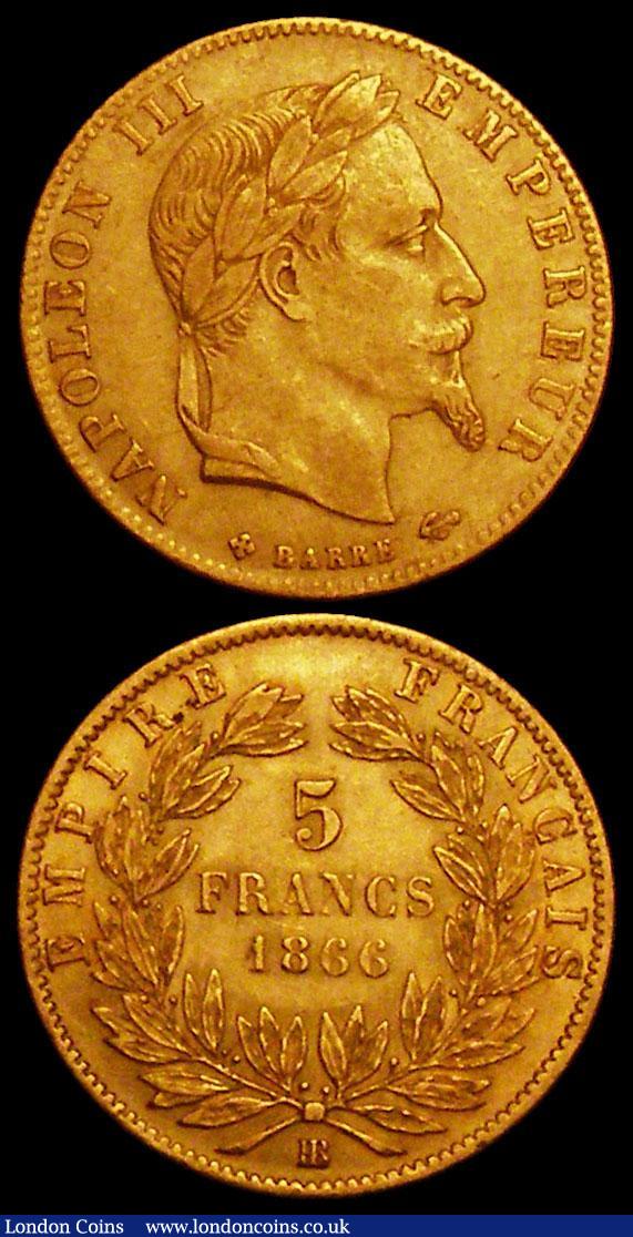 London Coins : A169 : Lot 913 : France Gold (2) 10 Francs 1910 KM#846 Good Fine, Five Francs Gold 1866 BB KM#803.2 