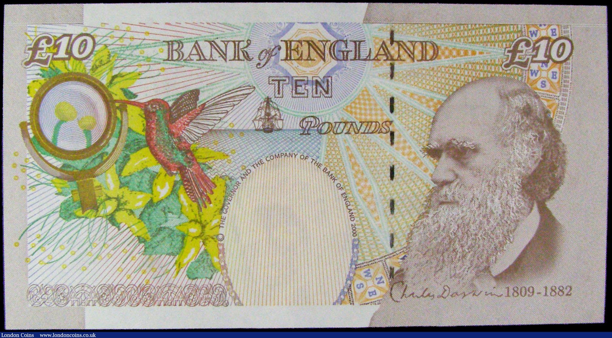 London Coins : A169 : Lot 92 : Ten Pounds Lowther QE2 pictorial & Charles Darwin B388 Orange-brown "The Company" vari...