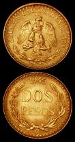 London Coins : A169 : Lot 1018 : Mexico Gold (2) 2 1/2 Pesos 1945 KM#463 A/UNC, 2 Pesos 1945 KM#461 UNC