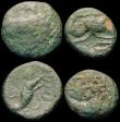 London Coins : A169 : Lot 1146 : Celtic Units (4) Cunobelin (2) Horse/Griffin S.328, Helmeted Bust right, Reverse: Bull butting, TASC...