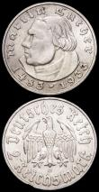 London Coins : A169 : Lot 931 : Germany - Third Reich 2 Reichsmarks (2) 1933D 450th Anniversary of the Birth of Martin Luther KM#79 ...