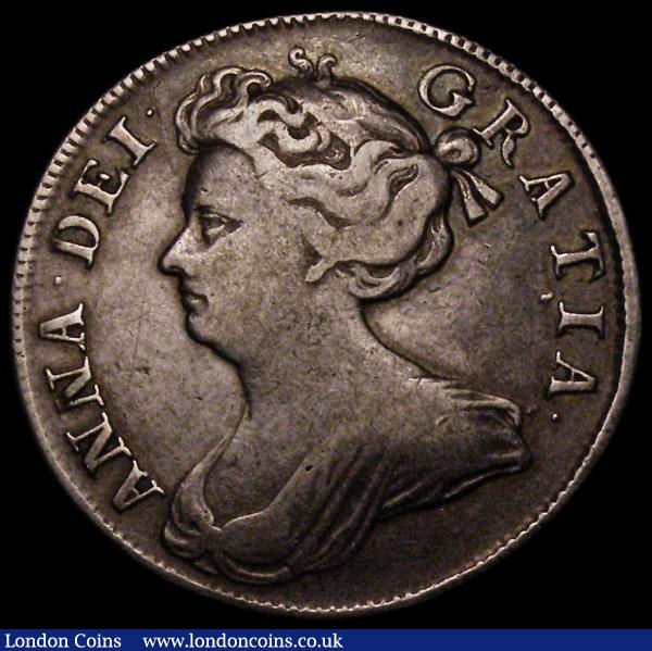 Halfcrown 1707 Plain in angles and below bust ESC 574, Bull 1366 Fine, the obverse with old grey tone : English Coins : Auction 170 : Lot 1704