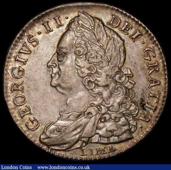 Halfcrown 1746 LIMA 6 over 5 ESC 607, Bull 1689 NEF/GVF and with attractive golden tone in the legends, the obverse with some haymarking behind the bust, an attractive piece with much eye appeal : English Coins : Auction 170 : Lot 1728