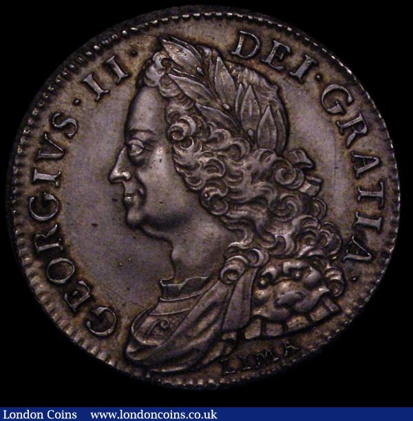 Halfcrown 1746 LIMA DECIMO NONO edge, ESC 606, Bull 1688 EF the reverse slightly better with old grey toning and hints of gold in the legend, a most attractive piece : English Coins : Auction 170 : Lot 1729
