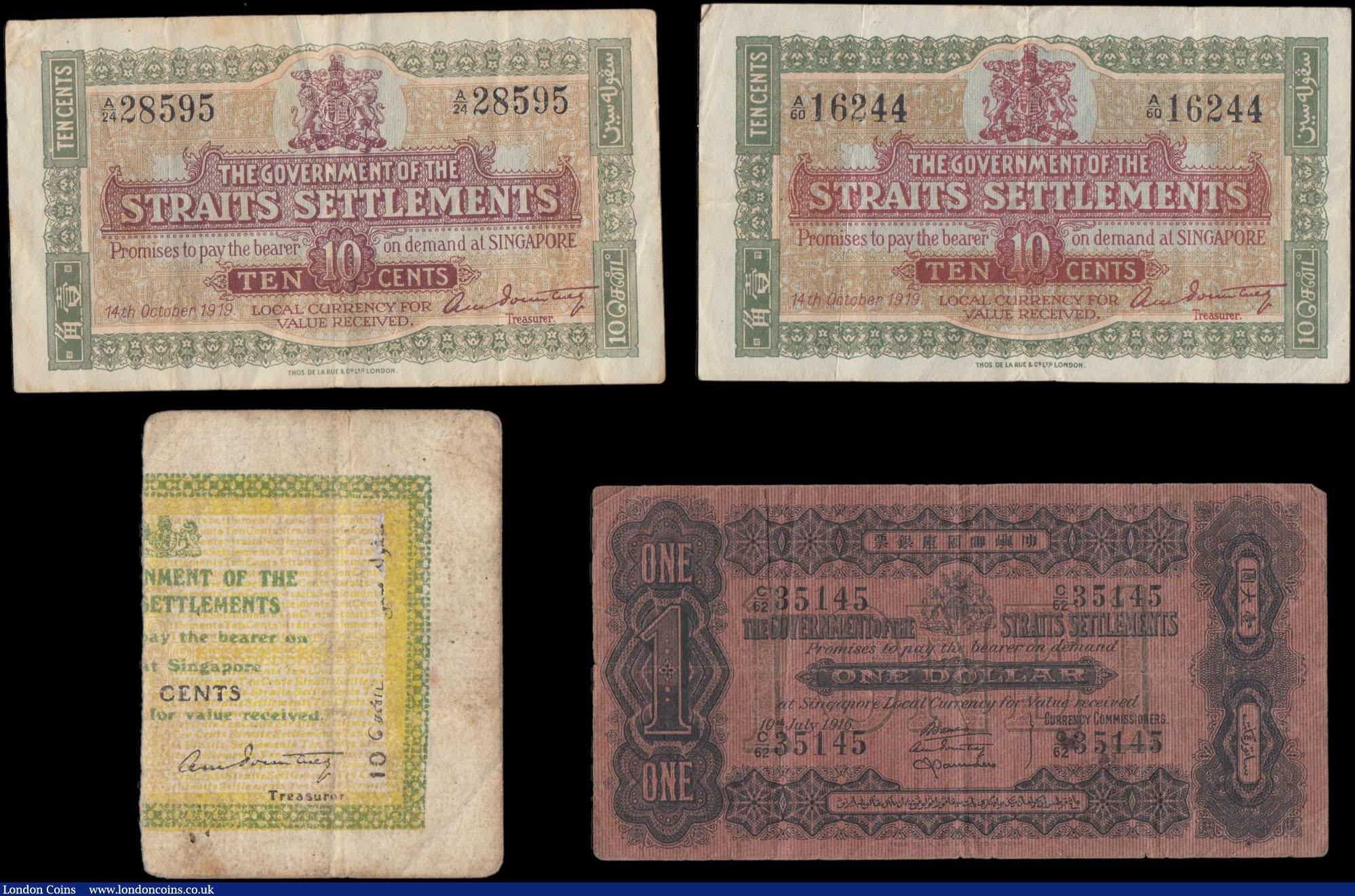 Straits Settlements 10 Cents : Buy and Sell World Banknotes : Auction Prices