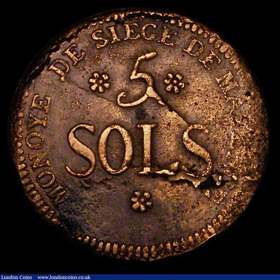 London Coins : A170 : Lot 1014 : German States - Mainz - 5 Sols Siege Coinage 1793 NVF/F for issue the reverse with some uneven tonin...