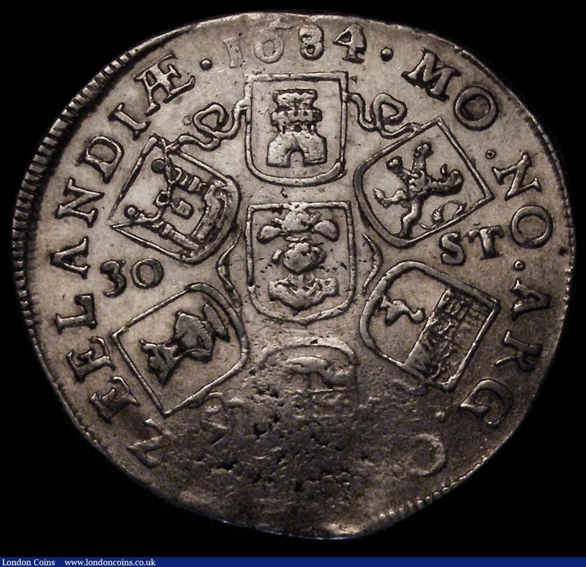 London Coins : A170 : Lot 1130 : Netherlands - Zeeland 30 Stuivers 1684 KM#60 NVF with some surface residue, the reverse with some un...