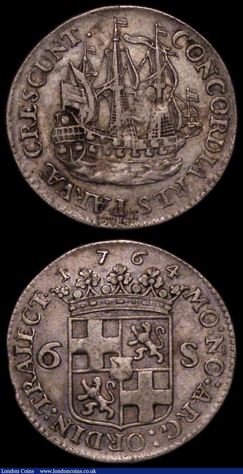 London Coins : A170 : Lot 1133 : Netherlands (2) Utrecht 6 Stuivers 1764 KM#101.1 better than VF a bold and problem-free example, Zee...