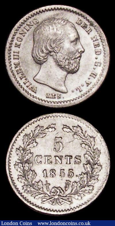 London Coins : A170 : Lot 1134 : Netherlands 2 1/2 Gulden 1874 Sword in scabbard privy mark KM#82 GVF, 5 Cents 1855 KM# EF/GEF with l...