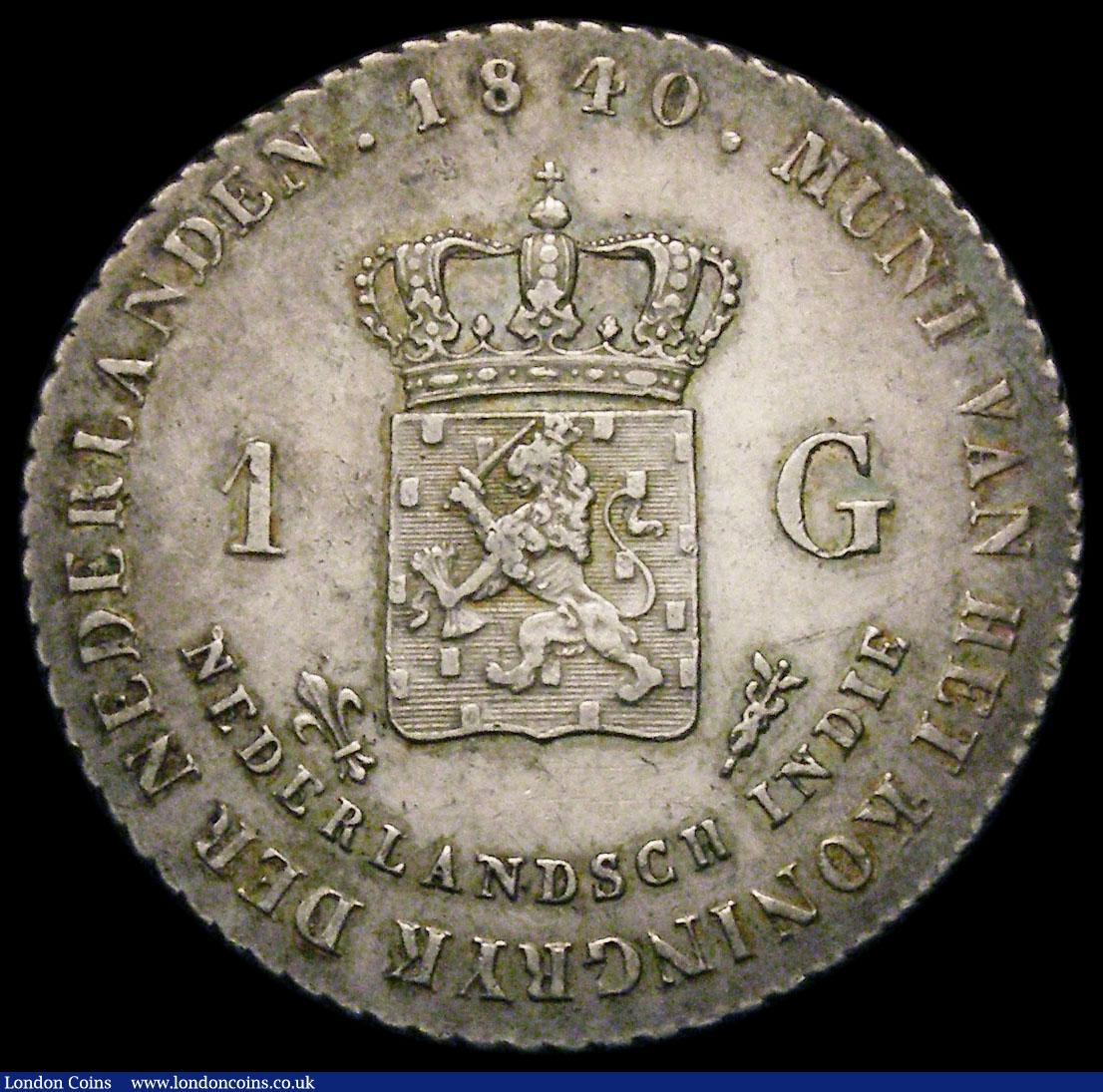 London Coins : A170 : Lot 1138 : Netherlands East Indies Gulden 1840 KM#300a EF/NEF with some golden tone, the reverse with some thin...