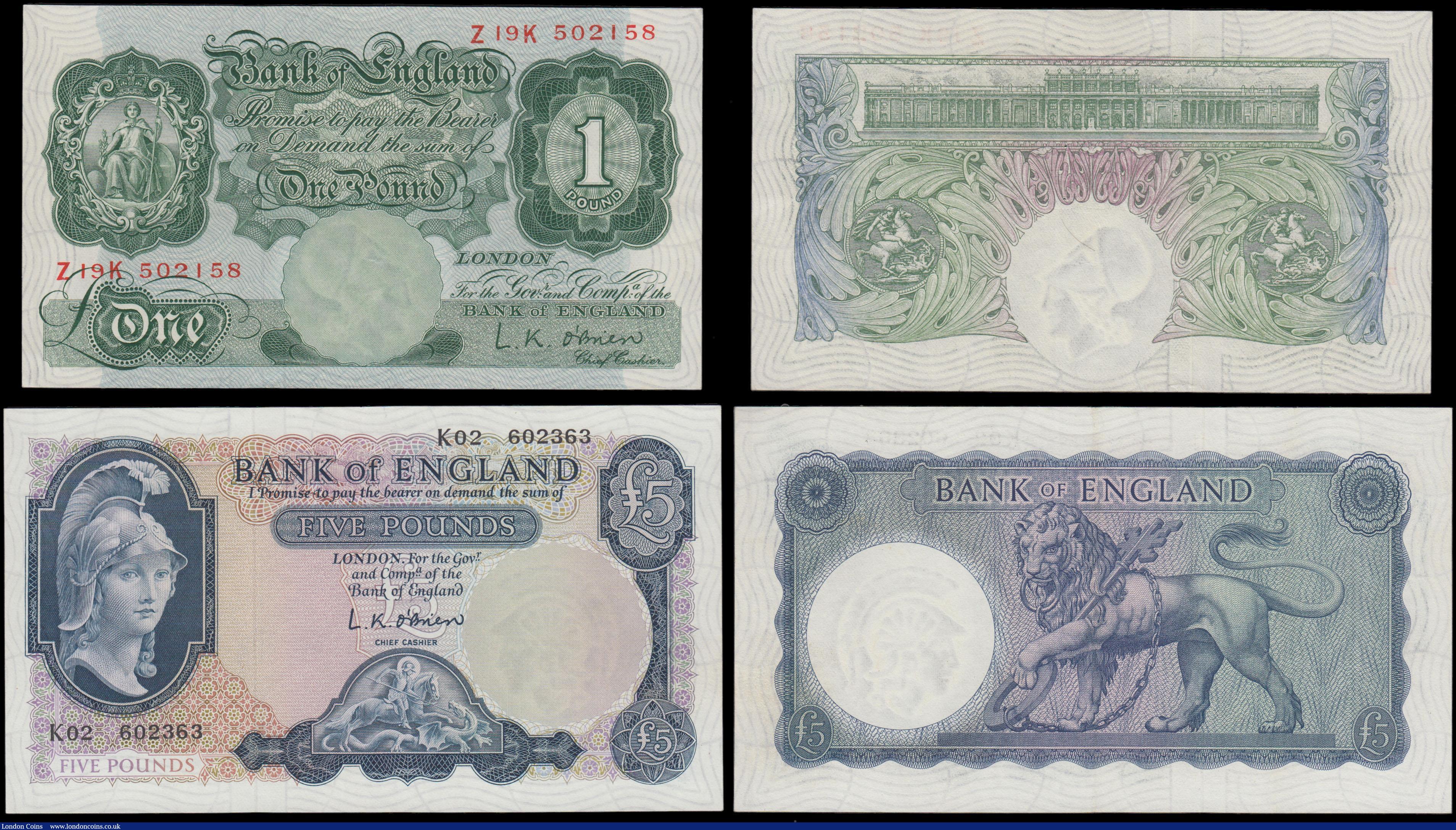 London Coins : A170 : Lot 12 : Bank of England (5) a selection from O'Brien's in mixed circulated grades VF - EF comprisi...