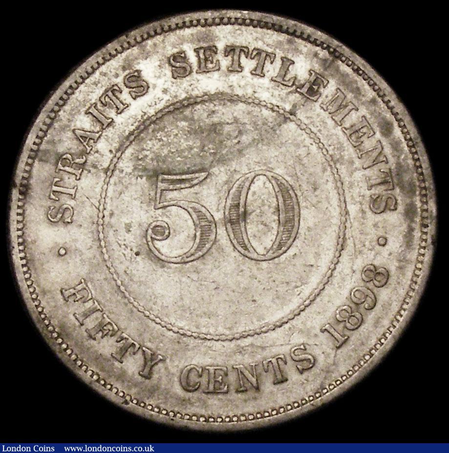 London Coins : A170 : Lot 1218 : Straits Settlements 50 Cents 1898 KM#13 Fine, the reverse with a curved line of green surface deposi...