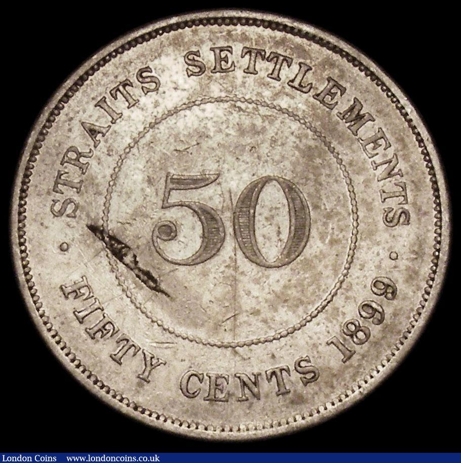 London Coins : A170 : Lot 1219 : Straits Settlements 50 Cents 1899 KM#13 Fine, the reverse with a flan flaw and some scratches, scarc...