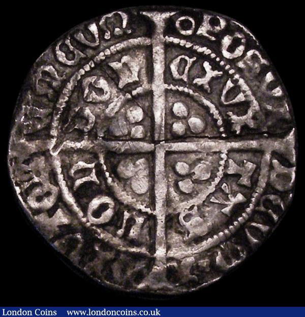 Groat Edward IV Second Reign, London Mint, Trefoils on cusps, No marks by bust S.2096 mintmark Small Annulet Fine with some long surface cracks, has possibly been fragmented at some time : Hammered Coins : Auction 170 : Lot 1285
