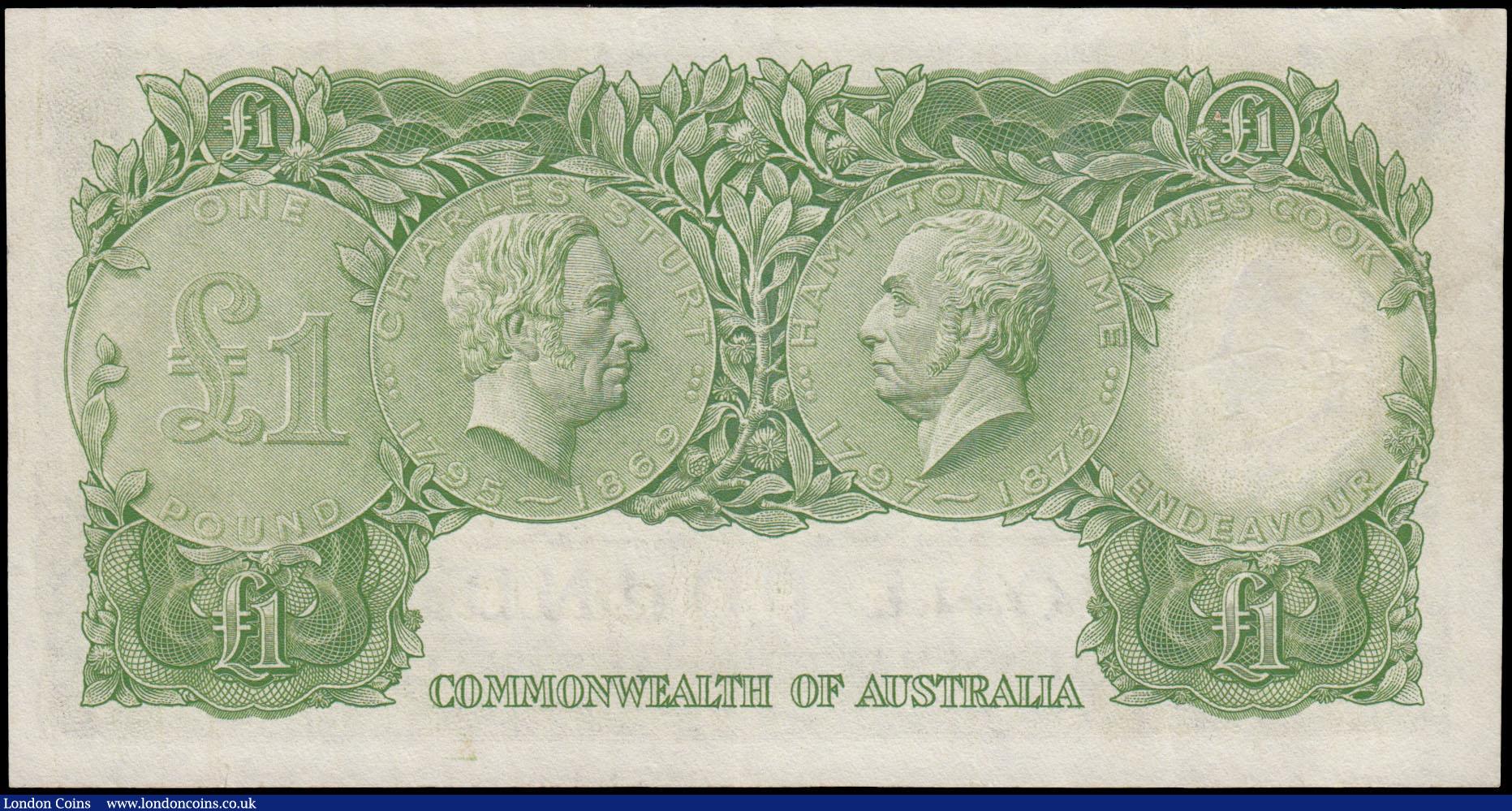 London Coins : A170 : Lot 132 : Australia Commonwealth Bank 1 Pound Queen Elizabeth II Pick 30 (McD 50, Rks. 33) ND 1961-65 signatur...