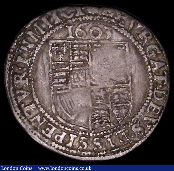 Sixpence James I 1603 First Coinage, First Bust S.2647 mintmark Thistle VG to Fine weakly struck in parts, all legends bold and clear  : Hammered Coins : Auction 170 : Lot 1338